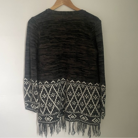 large HARLOW long sleeve open cardigan wool blend tassel poncho style - Picture 3 of 7